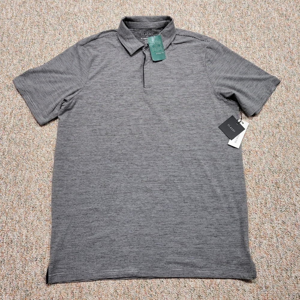 01.Algo Arrieta Microstripe Performance Polo Mens 2XL Tall Black Grey Golf Shirt
